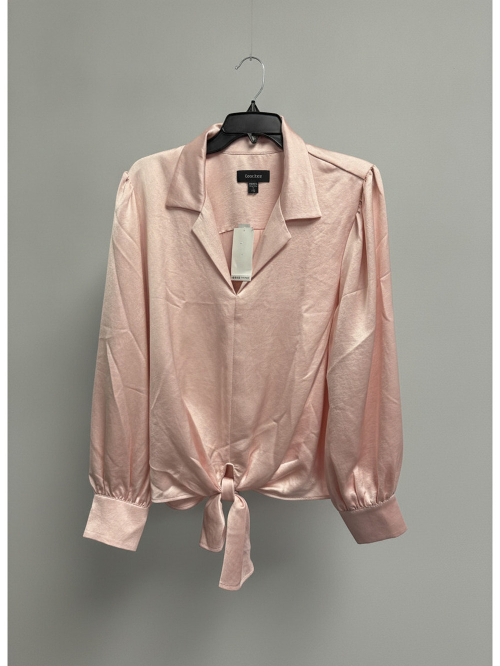 Karen Kane Think Pink Tie Front Blouse 2X Pink Satin Style 4